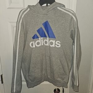 Adidas Gray Hoodie with Blue Graphic